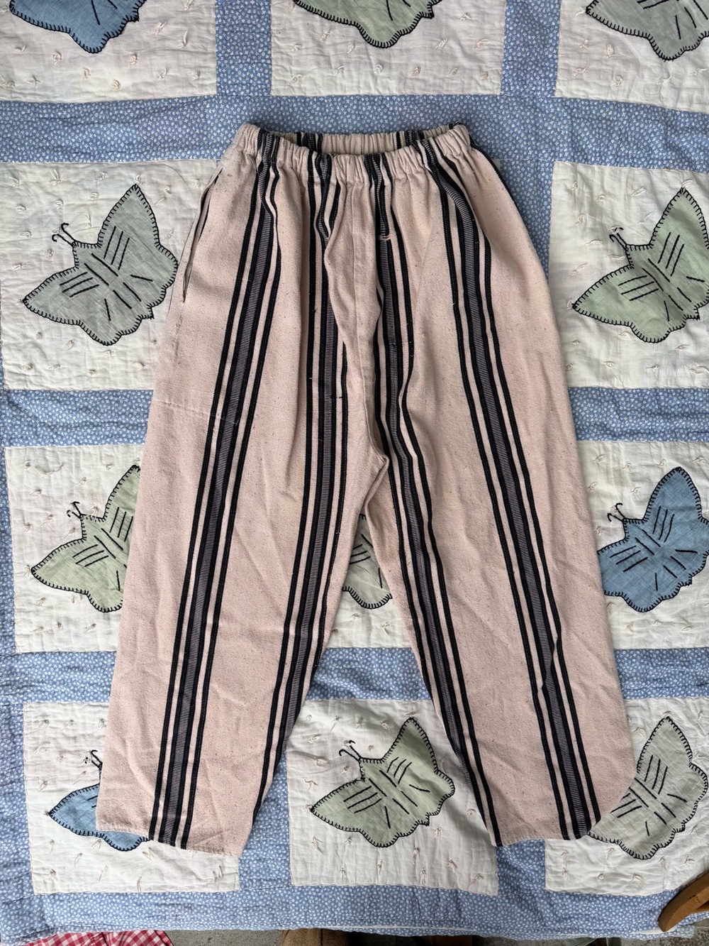 Handmade Natural Fibers Pull on Stripe Pants